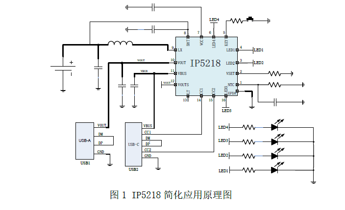 英集芯IP5218芯片1A充放電的充電管理SOC