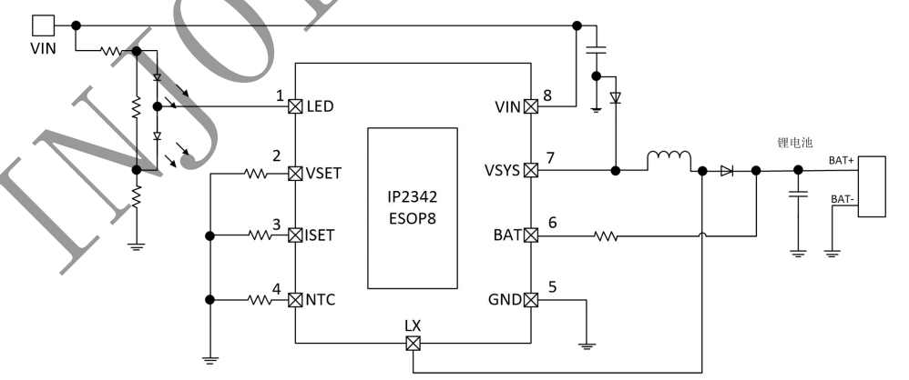 英集芯IP2342 5V輸入2~3串鋰電池內(nèi)置功率mos異步升壓充電 IC